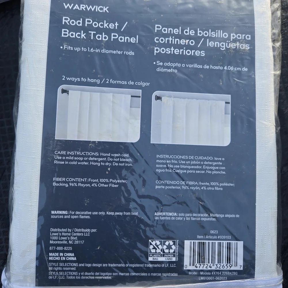 Style & Co. Ivory Rod Pocket Curtain Panel - Picture 2 of 2